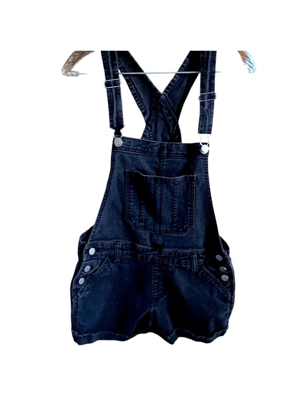 M (7-9) Black Denim Overalls Medium No Boundaries Relaxed Fit Shorts